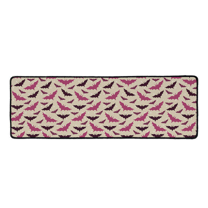Purple Halloween Bat Pattern Print Long Kitchen Mat