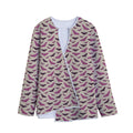 Purple Halloween Bat Pattern Print Long Sleeve Short Coat