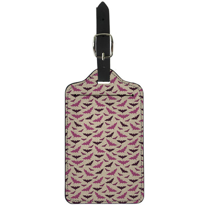 Purple Halloween Bat Pattern Print Luggage Tag