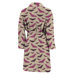 Purple Halloween Bat Pattern Print Men's Bathrobe