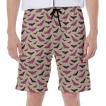 Purple Halloween Bat Pattern Print Men's Beach Shorts