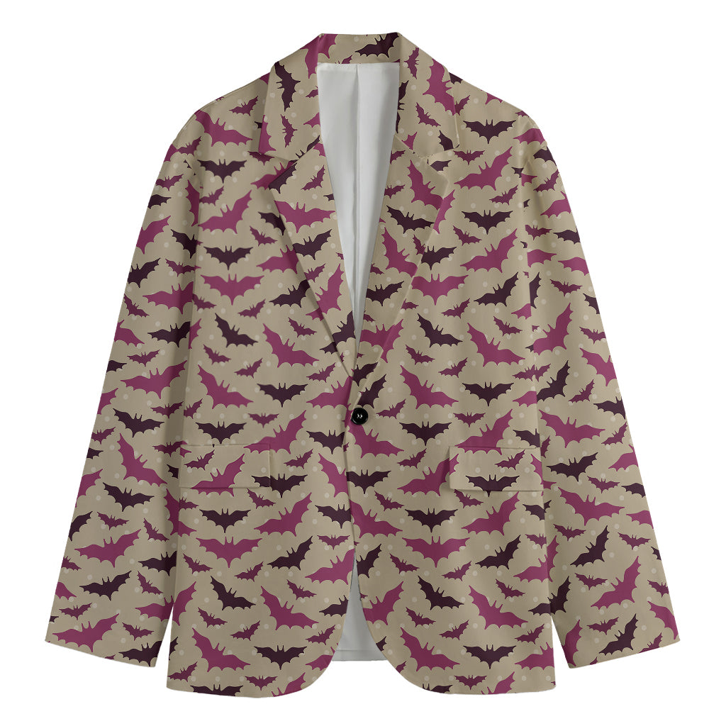 Purple Halloween Bat Pattern Print Men's Blazer