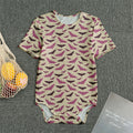 Purple Halloween Bat Pattern Print Men's Bodysuit