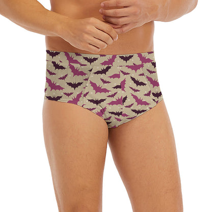 Purple Halloween Bat Pattern Print Men's Briefs