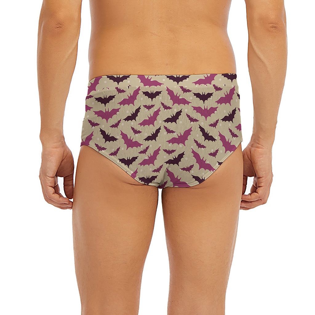 Purple Halloween Bat Pattern Print Men's Briefs