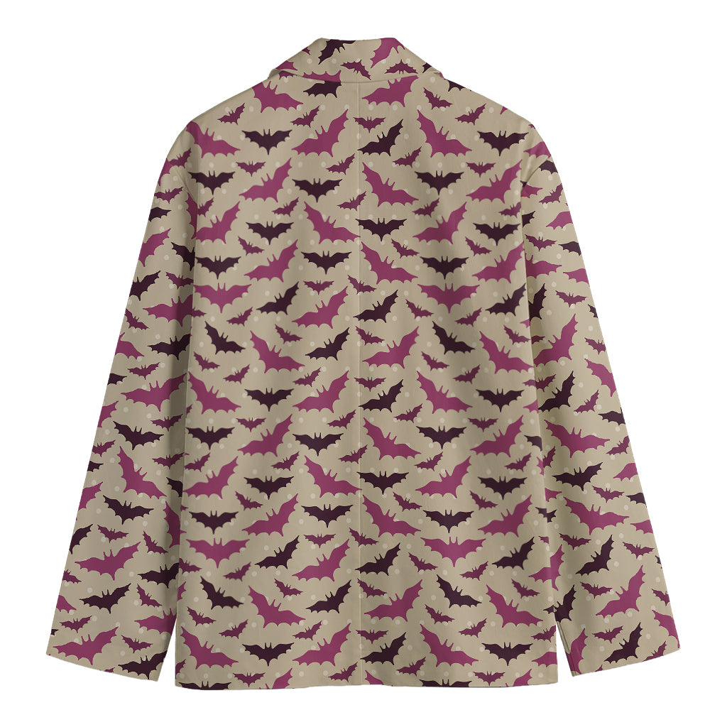 Purple Halloween Bat Pattern Print Men's Cotton Blazer