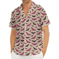 Purple Halloween Bat Pattern Print Men's Deep V-Neck Shirt