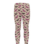 Purple Halloween Bat Pattern Print Men's leggings