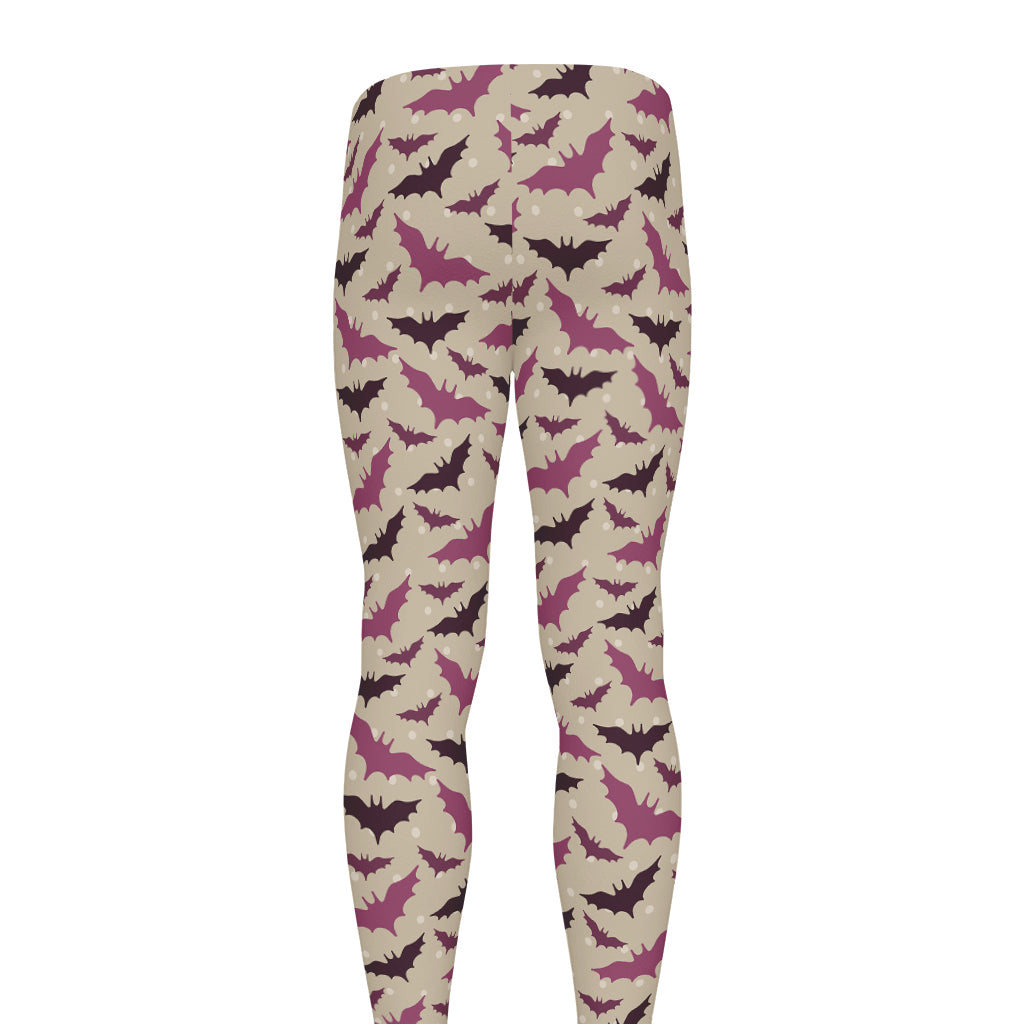 Purple Halloween Bat Pattern Print Men's leggings
