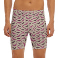 Purple Halloween Bat Pattern Print Men's Long Boxer Briefs