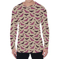 Purple Halloween Bat Pattern Print Men's Long Sleeve T-Shirt