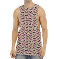 Purple Halloween Bat Pattern Print Men's Muscle Tank Top