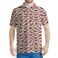 Purple Halloween Bat Pattern Print Men's Polo Shirt