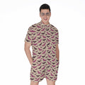 Purple Halloween Bat Pattern Print Men's Romper