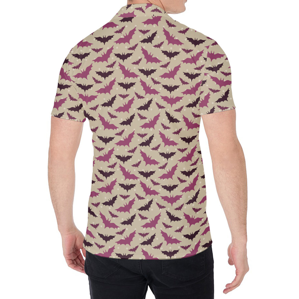 Purple Halloween Bat Pattern Print Men's Shirt