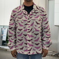 Purple Halloween Bat Pattern Print Men's Shirt Jacket