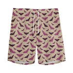 Purple Halloween Bat Pattern Print Men's Sports Shorts