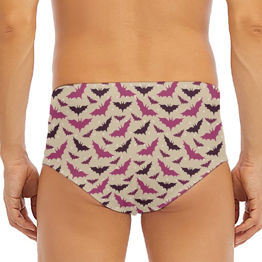 Purple Halloween Bat Pattern Print Men's Triangle Swim Briefs