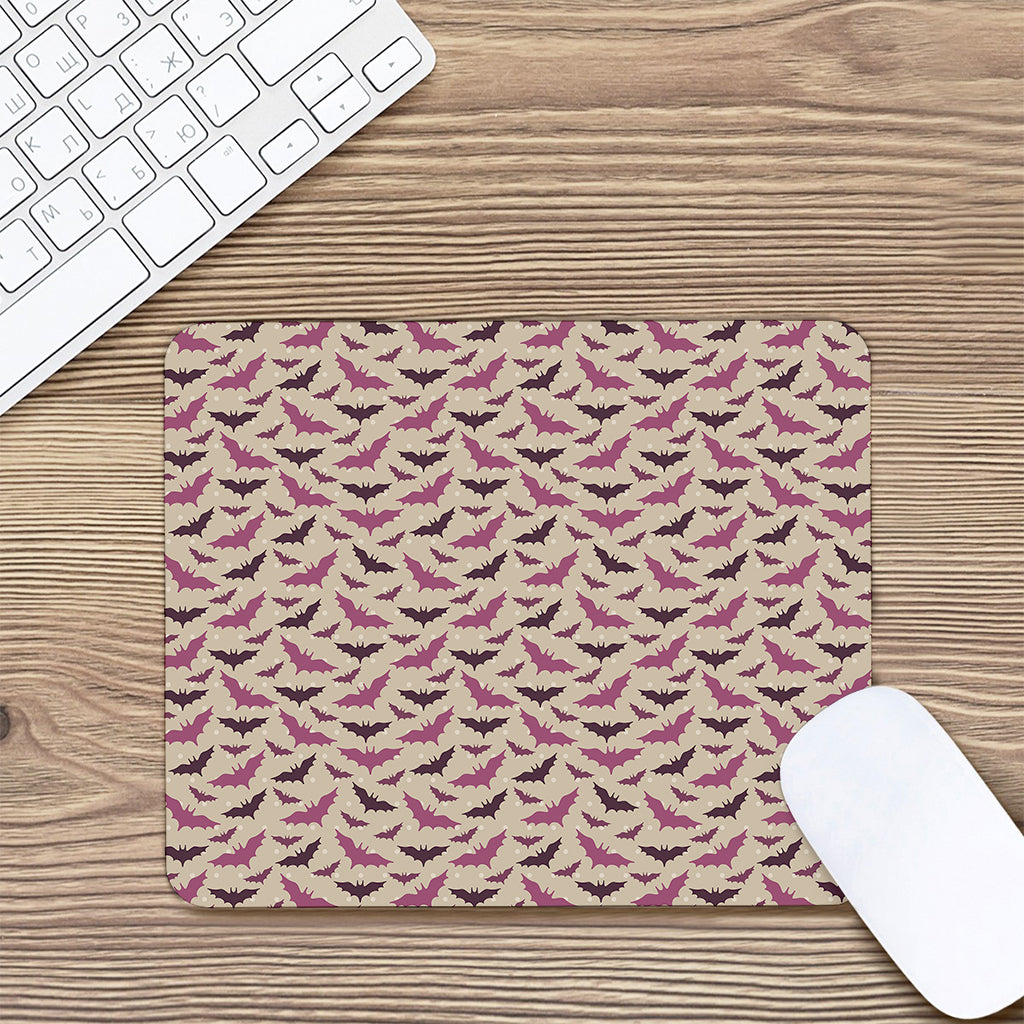 Purple Halloween Bat Pattern Print Mouse Pad