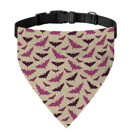 Purple Halloween Bat Pattern Print Over The Collar Dog Bandana