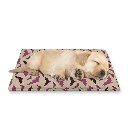 Purple Halloween Bat Pattern Print Pet Cooling Mat Cover