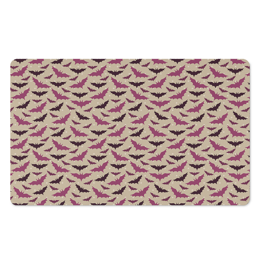 Purple Halloween Bat Pattern Print Polyester Doormat