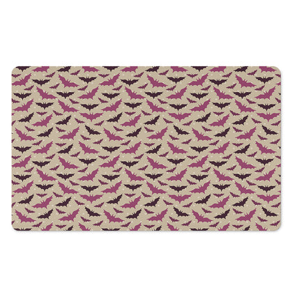 Purple Halloween Bat Pattern Print Polyester Doormat