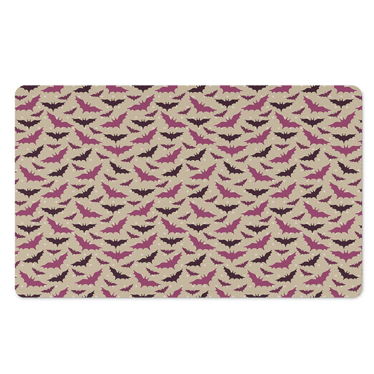 Purple Halloween Bat Pattern Print Polyester Doormat