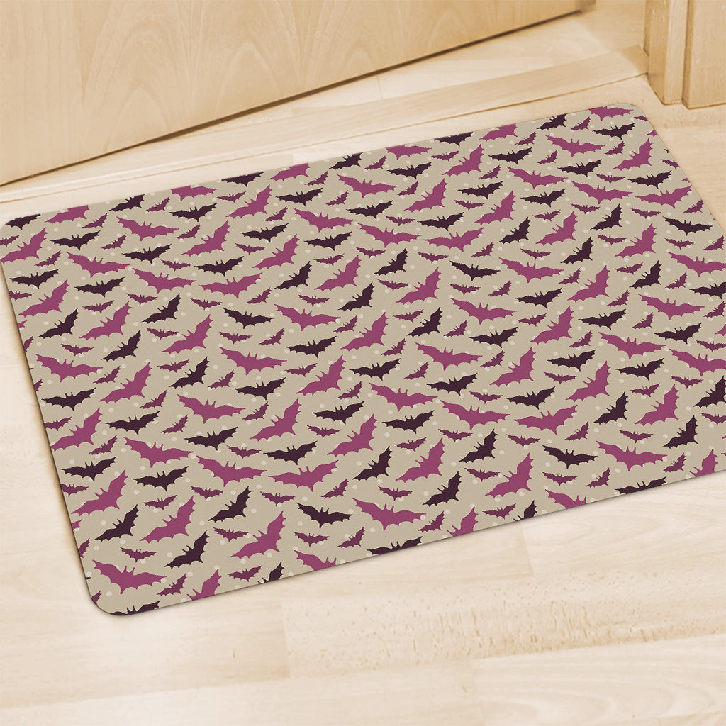 Purple Halloween Bat Pattern Print Polyester Doormat