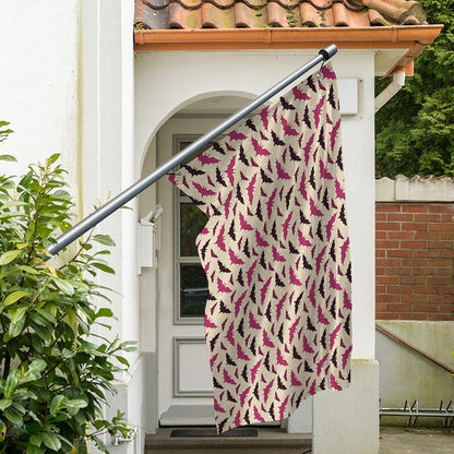 Purple Halloween Bat Pattern Print Polyester Flag