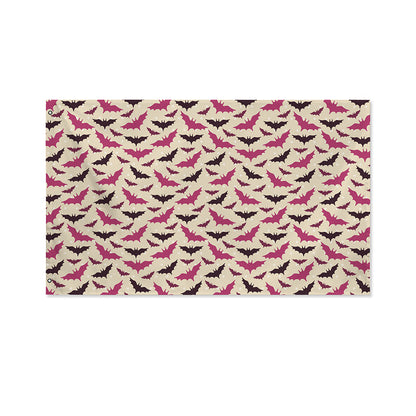 Purple Halloween Bat Pattern Print Polyester Flag