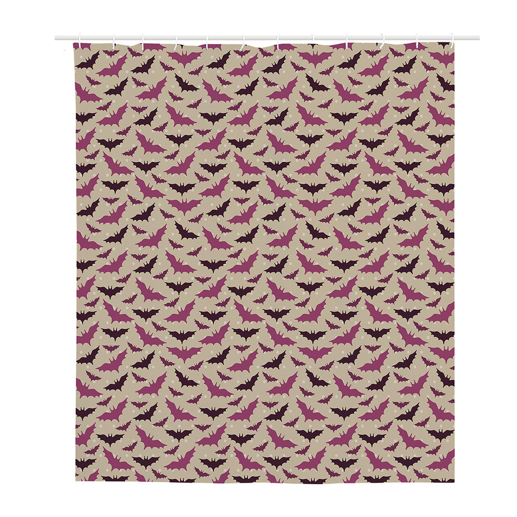 Purple Halloween Bat Pattern Print Polyester Shower Curtain