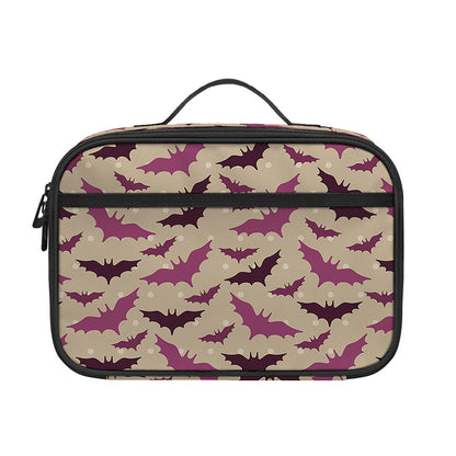 Purple Halloween Bat Pattern Print Portable Lunch Bag