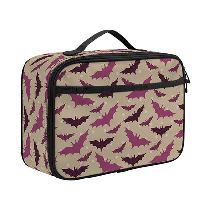 Purple Halloween Bat Pattern Print Portable Lunch Bag