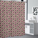 Purple Halloween Bat Pattern Print Premium Shower Curtain