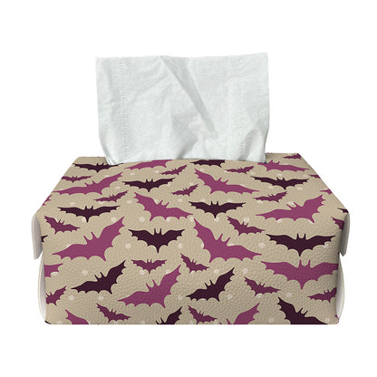 Purple Halloween Bat Pattern Print Rectangle Tissue Box Cover