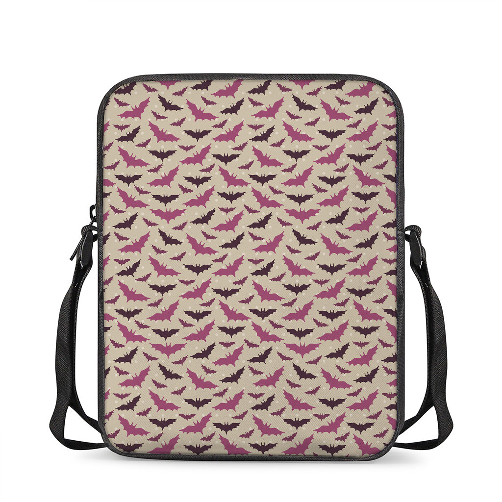 Purple Halloween Bat Pattern Print Rectangular Crossbody Bag