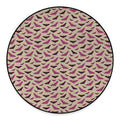 Purple Halloween Bat Pattern Print Round Floor Mat