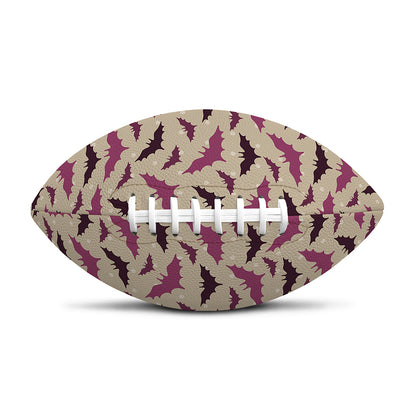 Purple Halloween Bat Pattern Print Rugby Ball