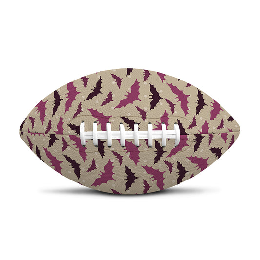 Purple Halloween Bat Pattern Print Rugby Ball