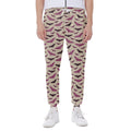 Purple Halloween Bat Pattern Print Joggers