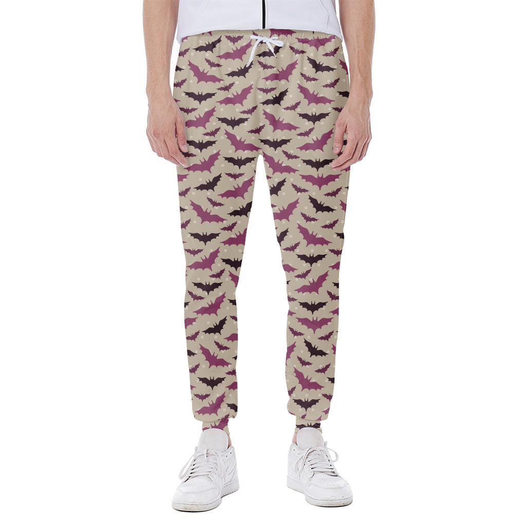 Purple Halloween Bat Pattern Print Scuba Joggers