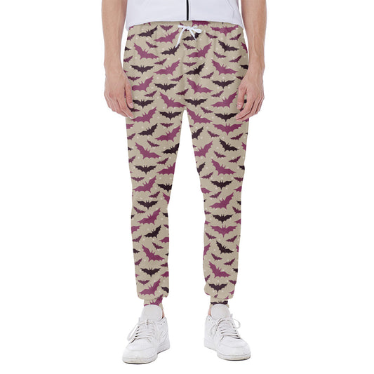 Purple Halloween Bat Pattern Print Scuba Joggers