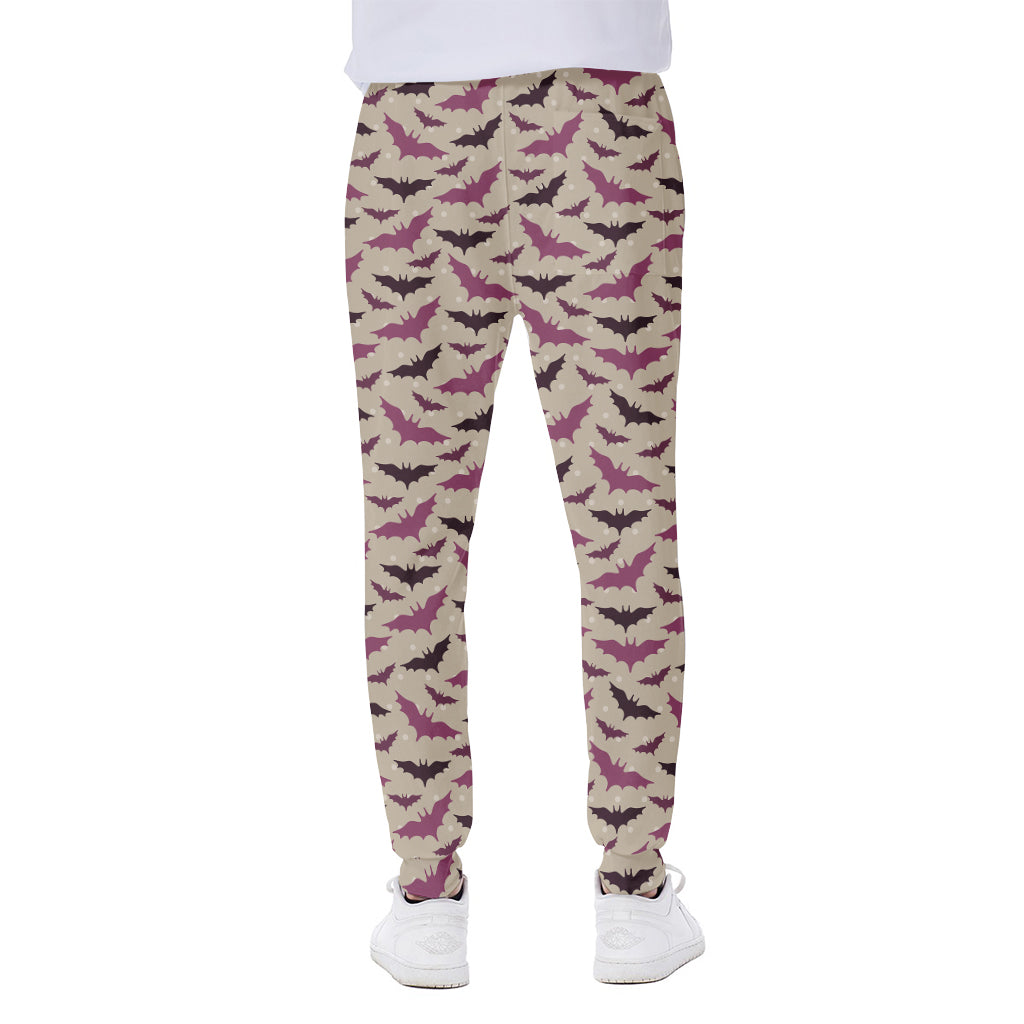 Purple Halloween Bat Pattern Print Scuba Joggers