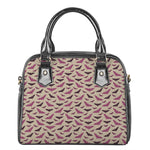 Purple Halloween Bat Pattern Print Shoulder Handbag