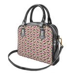 Purple Halloween Bat Pattern Print Shoulder Handbag