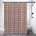Purple Halloween Bat Pattern Print Shower Curtain