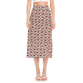 Purple Halloween Bat Pattern Print Side Slit Midi Skirt