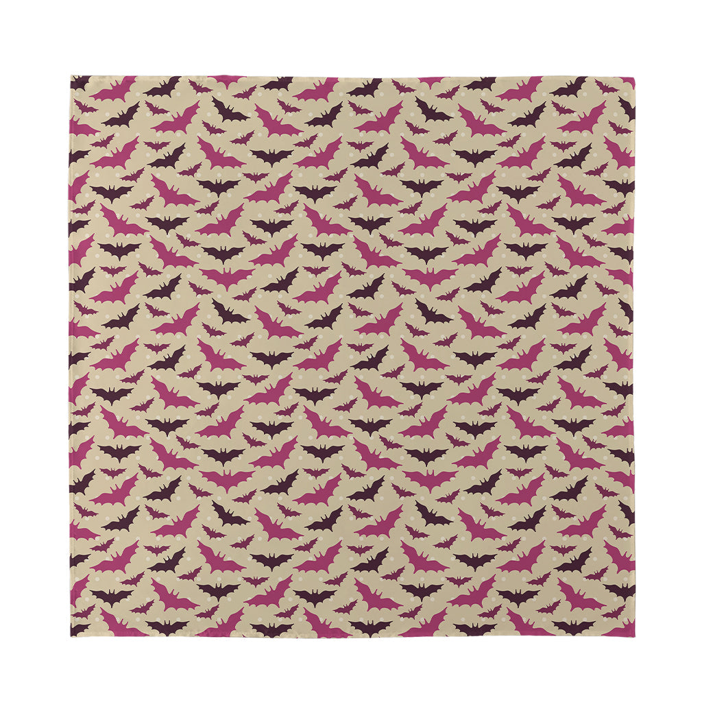 Purple Halloween Bat Pattern Print Silk Bandana