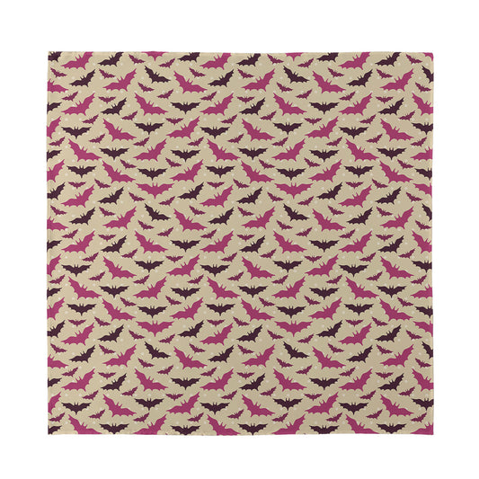 Purple Halloween Bat Pattern Print Silk Bandana